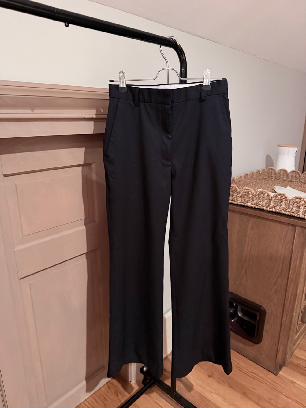 H&M Black Wool Blend Tailored Trousers Pants Size 4 26” Inseam